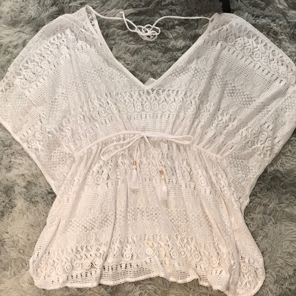 White swimsuit cover